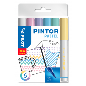 Pilot Marker Pintor Fine Pastel Mix 1,0 DIY-pen, 6 stk, Ass. Farver