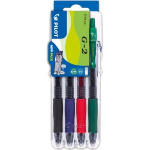 Pilot Gelpen m/klik G-2 Set2Go 0,7 Basic - M/ 4 farver