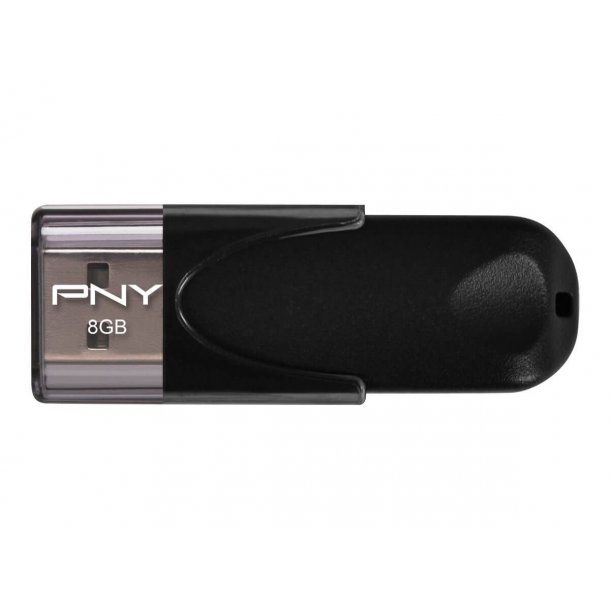 USB ngle 2.0 - PNY Attache 4, 8GB, sort