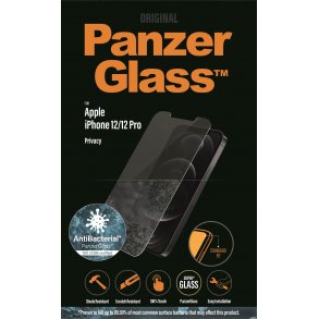PanzerGlass skrmbeskyttelse iPhone 12/12 Pro - Privacy, antibakteriel effekt