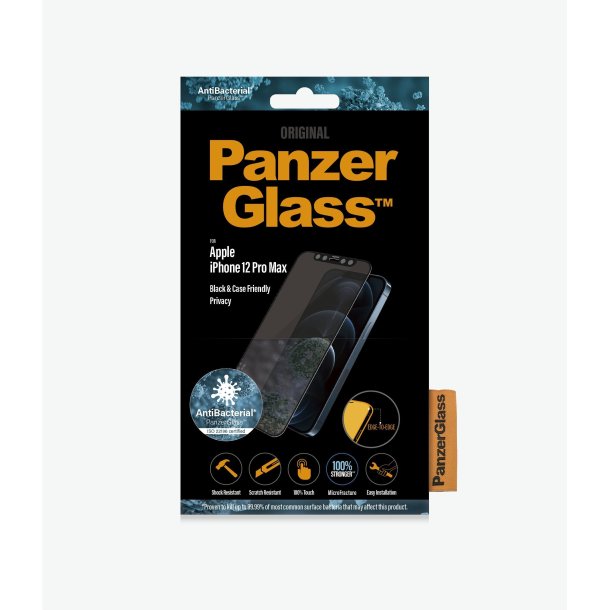 PanzerGlass skrmbeskyttelse iPhone 12 Pro Max - Privacy, sort