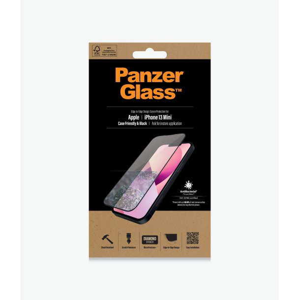 PanzerGlass skrmbeskyttelse iPhone 13 Mini - sort