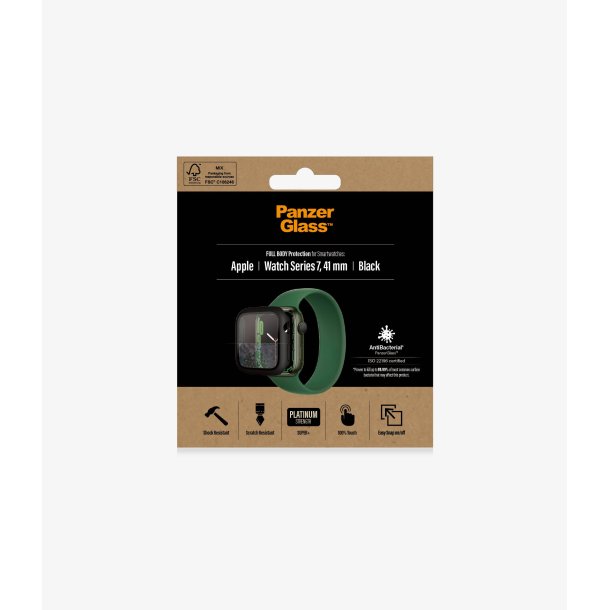 PanzerGlass skrmbeskyttelse Apple Watch Series 7 - 41 mm, sort