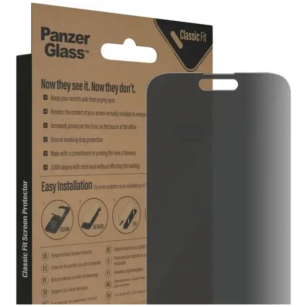 PanzerGlass skrmbeskyttelse iPhone 14 Pro Max - Privacy, antibakteriel