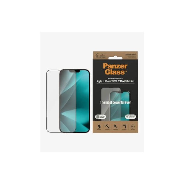 PanzerGlass skrmbeskyttelse iPhone 14 Plus/13 Pro Max - Ultra-Wide Fit, antibakteriel