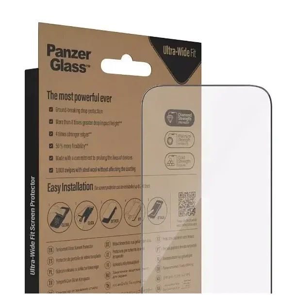 PanzerGlass skrmbeskyttelse iPhone 14 Pro - Ultra-Wide Fit, antibakteriel