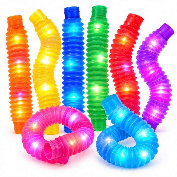 Pop Tubes med lys � 8 farverige sanser�r