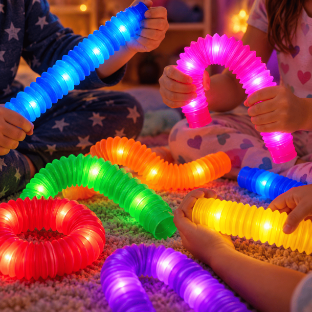 Pop Tubes med lys � 8 farverige sanser�r