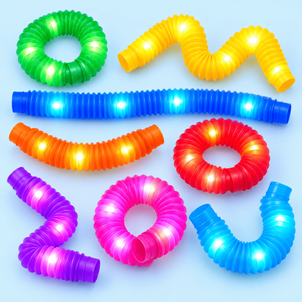 Pop Tubes med lys � 8 farverige sanser�r