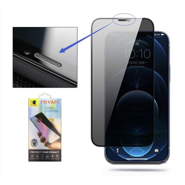 Skrmbeskyttelse (9H glas) - iPhone 13 Pro Max/14 Plus m. Privacy