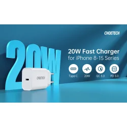 Choetech USB-C PD vgoplader, 20W, hvid