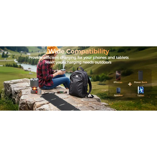 Choetech solcellepanel med 2 porte, 28W, gr