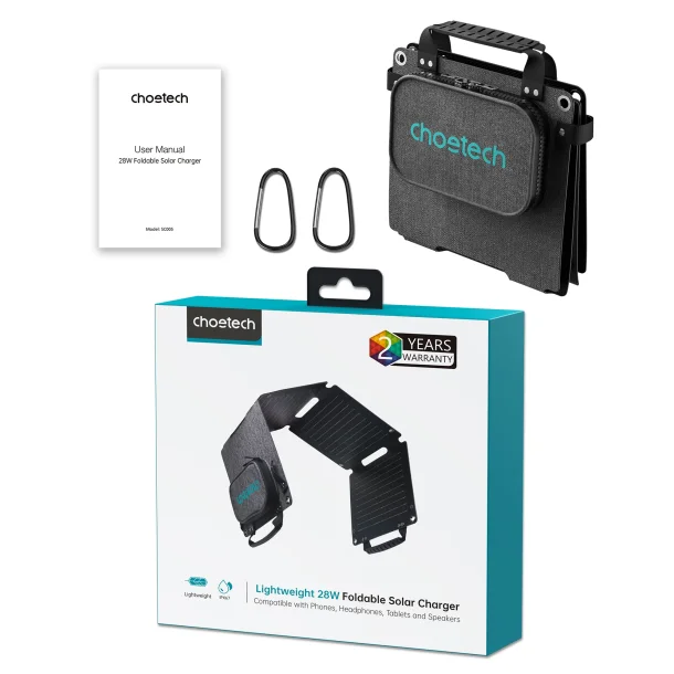 Choetech solcellepanel med 2 porte, 28W, gr