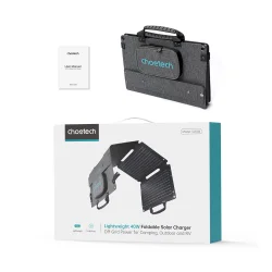 Choetech 2-Port Solpanel 40W - Type-C &amp; USB-A, Svart/Gr