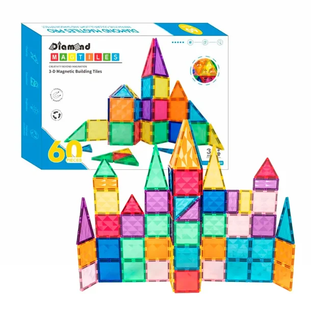 Magnetic Tiles byggest, 60 stk