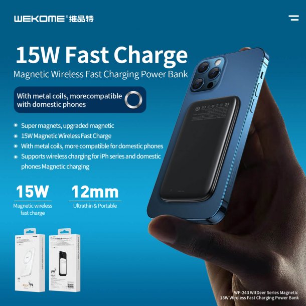 Kompatibel Apple MagSafe Battery Pack, hvid 15W