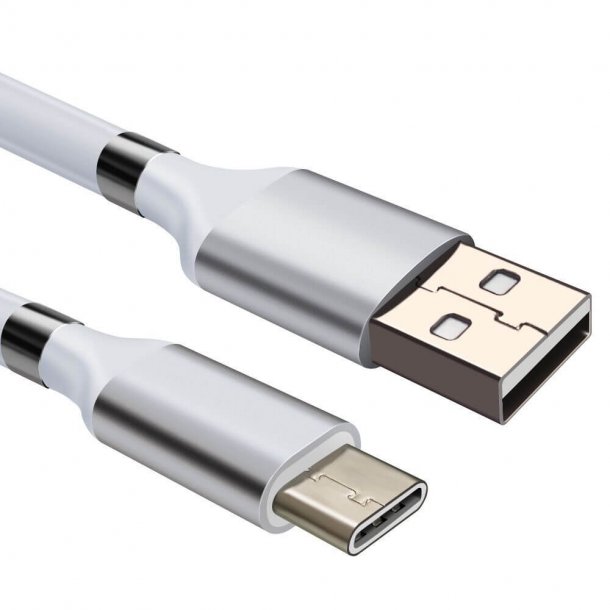 USB &#150; USB-C QC magnetkabel, 1 m, hvid