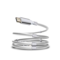 USB-C &#150; USB-C QC magnetkabel, 1 m, hvid