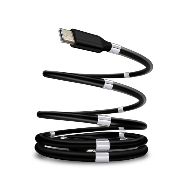 USB-C &#150; Lightning QC magnetkabel, 2 m, sort