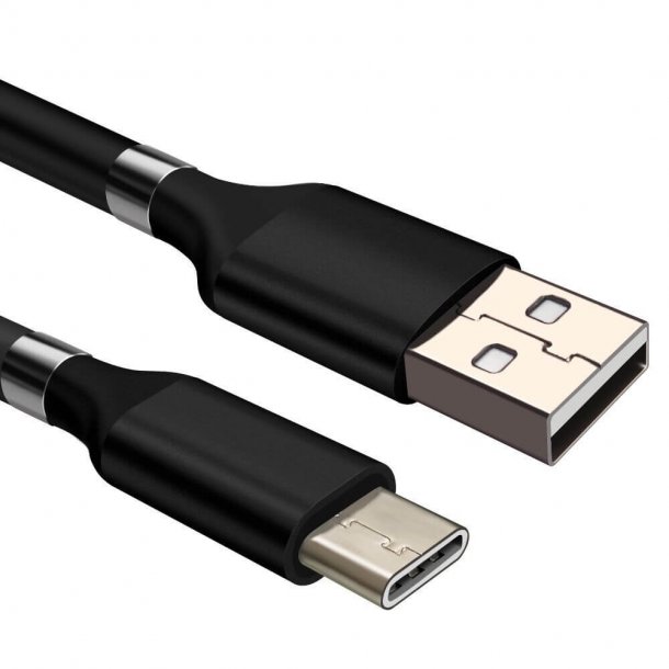 USB &#150; USB-C QC magnetkabel, 2 m, sort