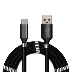 USB &#150; USB-C QC magnetkabel, 2 m, sort