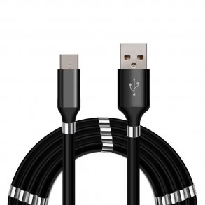 USB – USB-C QC magnetkabel, 2 m, sort