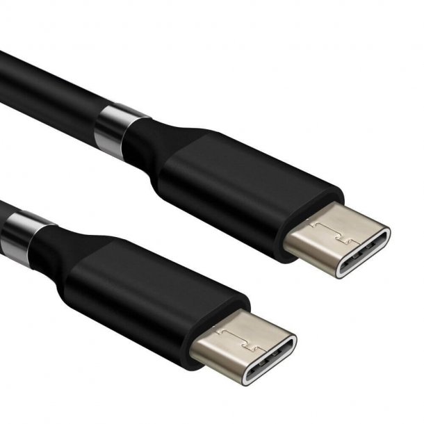 USB-C &#150; USB-C QC magnetkabel, 2 m, sort