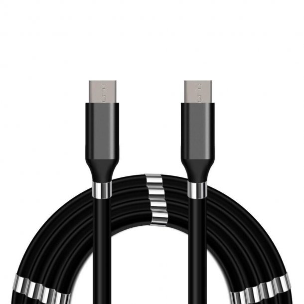 USB-C &#150; USB-C QC magnetkabel, 2 m, sort
