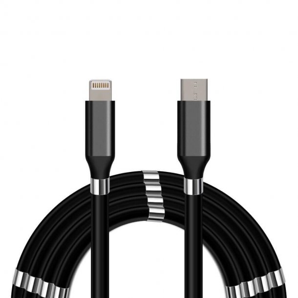 USB-C &#150; Lightning QC magnetkabel, 2 m, sort