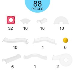 Magnetic Tiles Kuglebane, 88 dele