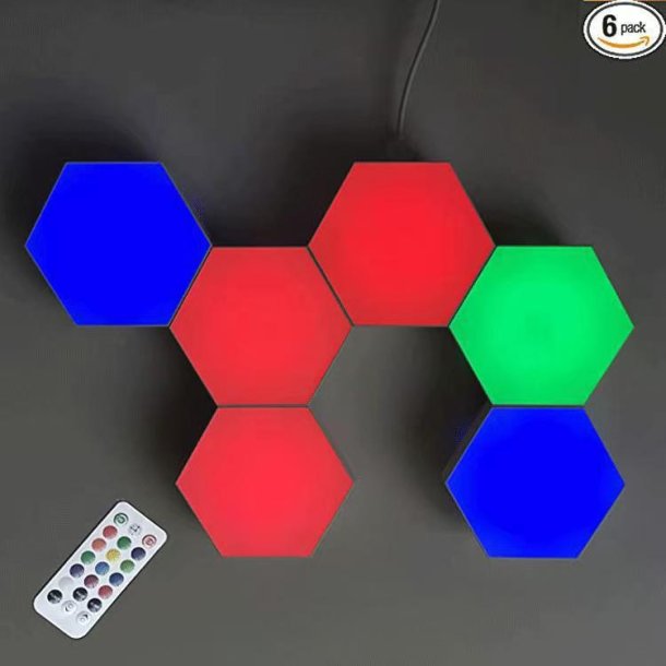 LED touch vgbelysning, 6 stk lyspaneler med fjernbetjening