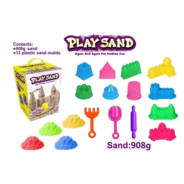 Play Sand - Kinetisk legesand - Det mystiske sandslot, 908 g (4 farver)