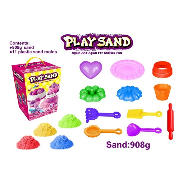 Play Sand - Kinetisk legesand - Fdselsdagskage, 908 g (4 farver)