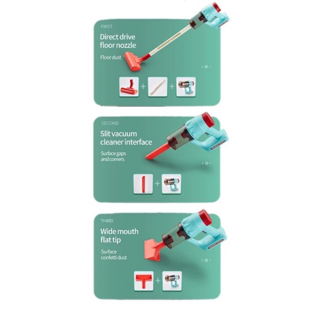 Legetjs stvsuger og -robotstvsuger, 3-i-1