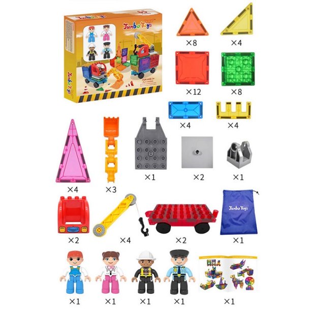 Magnetiska Plattor Byggarbetsplats, 65 delar