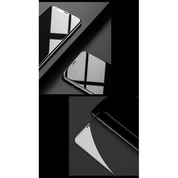 Skrmbeskyttelse (9H glas) - iPhone 14 pro 6,1" (6D curved/full), sort