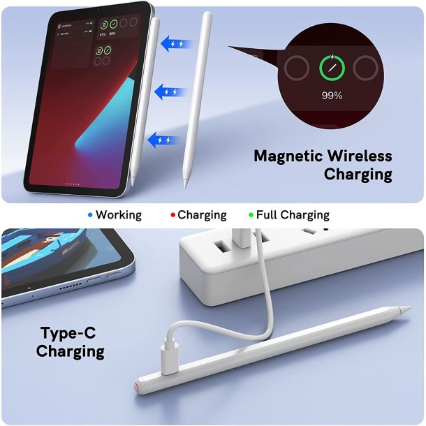 iPad pen som Apple pencil (iPad 2018-2023) - trdls, hvid