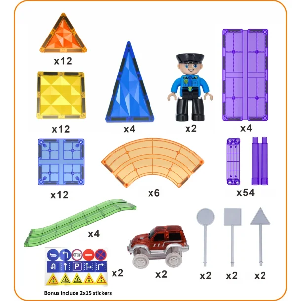 Magnetiska Plattor Bilbana, 120 delar