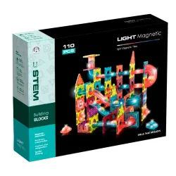 Magnetic Tiles kulbana med ljus, 110 delar