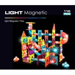 Magnetic Tiles kulbana med ljus, 110 delar
