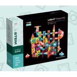 Magnetic Tiles kulbana med ljus, 110 delar