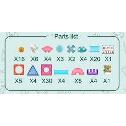 Magnetic Tiles kulbana med ljus, 110 delar