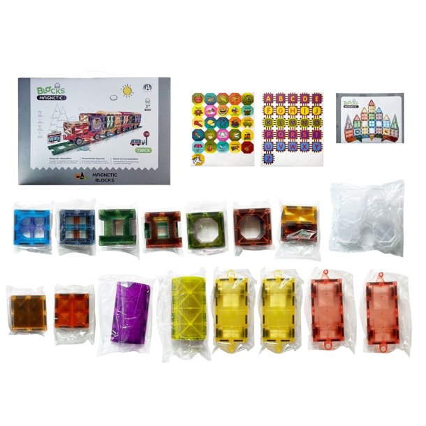 Magnetic Tiles - Togbane, 72 dele