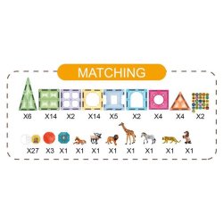 Magnetic Tiles - Med dyr og lys, 89 dele
