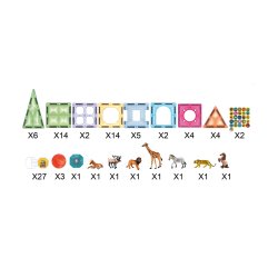 Magnetic Tiles - Med dyr og lys, 89 dele