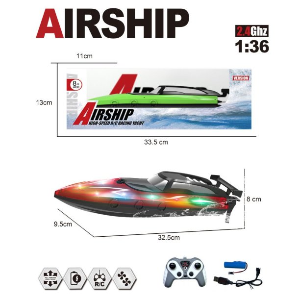 Airship High-Speed Yacht, fjernstyret m. LED-lys