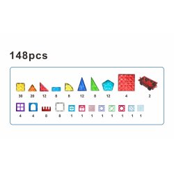 Magnetic Tiles Byggeklosser  148 stk