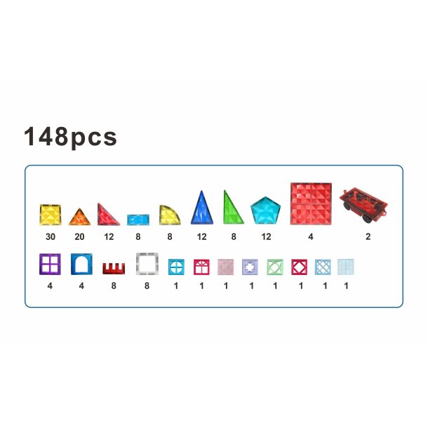 Magnetic Tiles Byggeklosser  148 stk