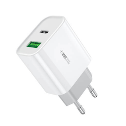 Vægoplader - PD + QC 3.0, 20W adapter hvid