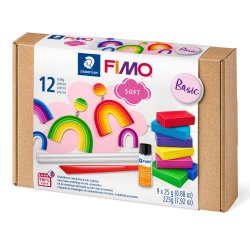Staedtler FIMO modelleringsler Soft Basis 9x25g m/vrktj , 12 dele